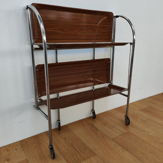 Image 1 of Vintage barcart drankkar trolley butlerwagen serveerwagen. Inklapbaar