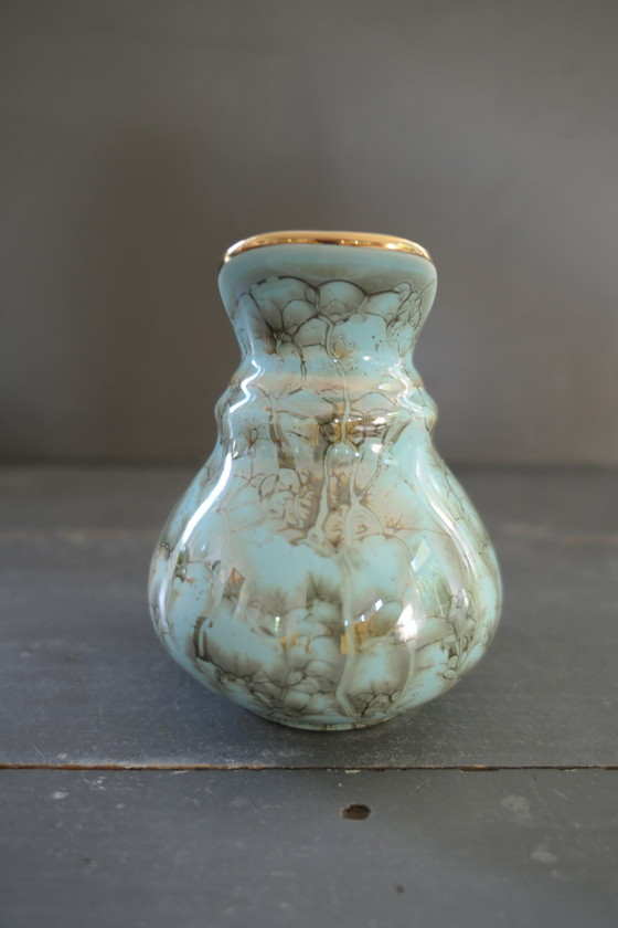 Image 1 of Vaso vintage Jumbo Gouda 97 verde menta oro