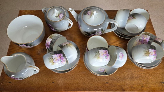 Image 1 of Vintage theeservies met bloemmotief - 16-delig