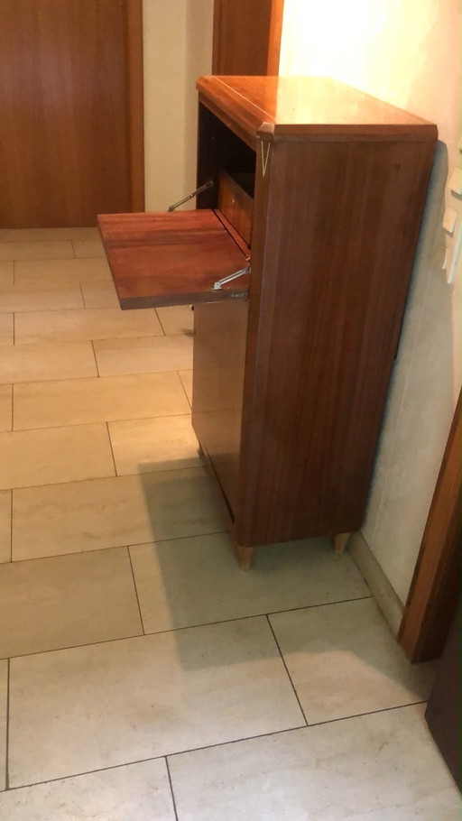 Art Deco schrijfbureau, circa 1930 – walnoothout met inlegwerk – drankenkasten, Wood