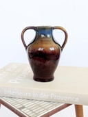 Anfora in ceramica vintage, smalto Fat Lava, decorazione da mensola in stile boho di metà secolo.