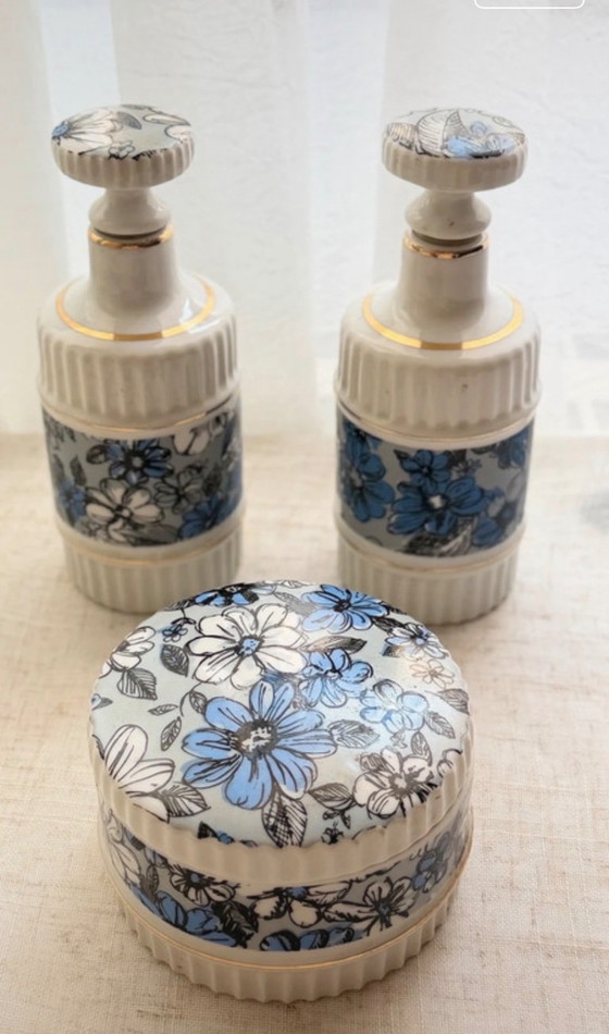 Image 1 of Floral ceramic vanity set, 1970s