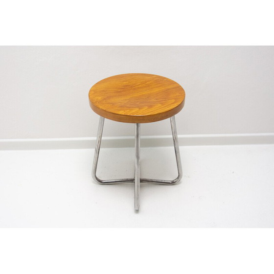 Image 1 of Tabouret tubulaire Bauhaus vintage de Robert Slezák, Tchécoslovaquie, années 1930