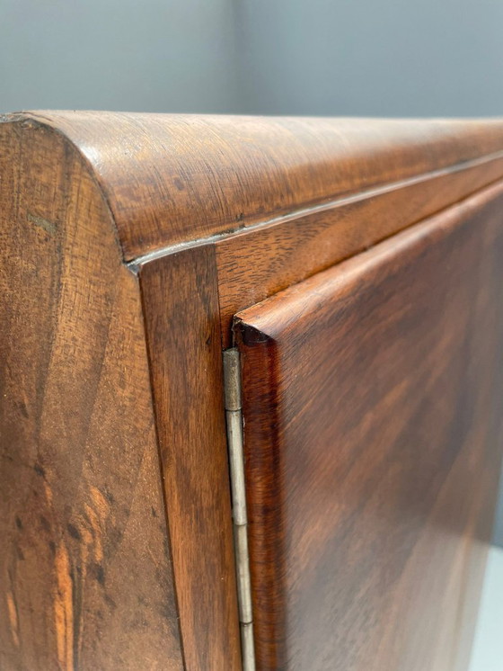 Image 1 of Restored Art Deco Wardrobe with Hanging Rail, Walnut Veneer, Czechoslovakia, 1930s