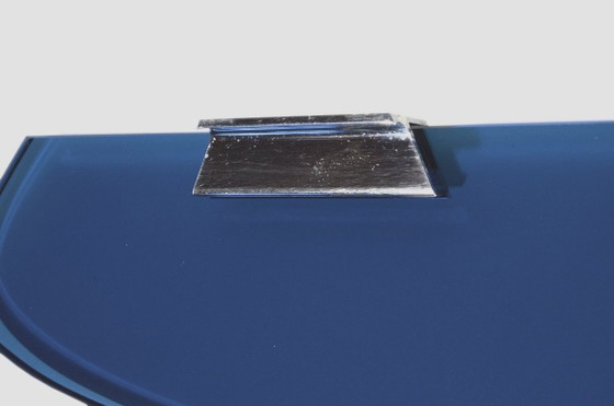 Étagère murale bleue L59xP11cm, attribuée à Fontana Arte, 1970 – Armoires murales, Glass, Metal (photo 2 of 5)