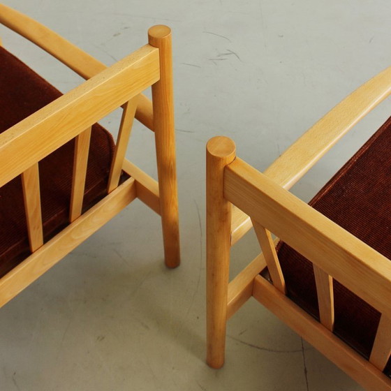 Image 1 of Een paar fauteuils uit Tsjechoslowakije, mid-century modern, vintage jaren 60/70, gerestaureerd.