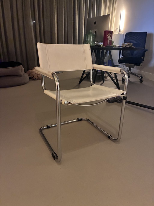 4 sedie in stile Marcel Breuer - cuoio bianco