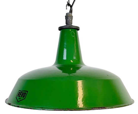 Image 1 of Industrial Green Enamel Factory Pendant Lamp from Revo, 1950s