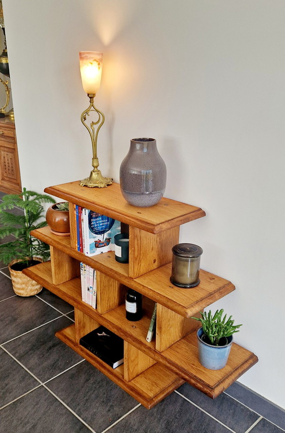 Image 1 of Lage plank in brutalistische stijl - massief eiken - jaren 1940