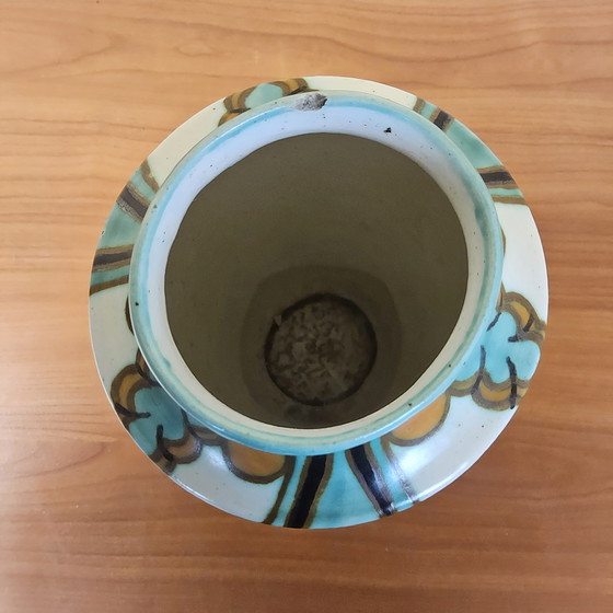 Image 1 of Antique Handmade Bohemian Art Deco Vase (Prague) Gouda Pottery Style (Prague Czech Republic)