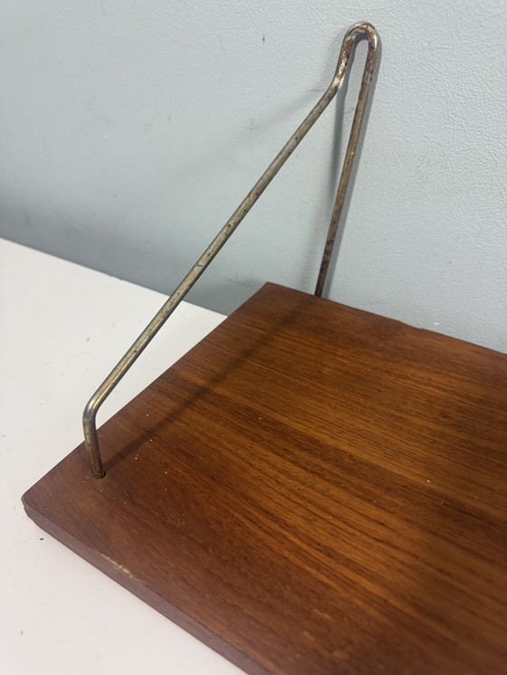 Image 1 of Vintage Teak houten wandplank Metà secolo