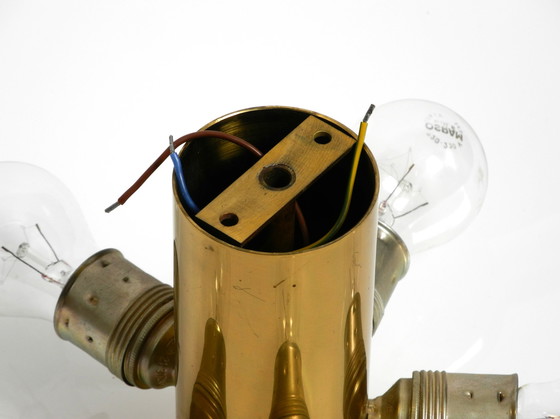 Image 1 of Grand Florian Schulz des années 80, Gela 55, plafonnier rond en laiton-opale avec cinq douilles E27