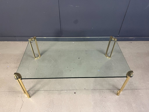 Peter Ghyczy style coffee table in brass and glass