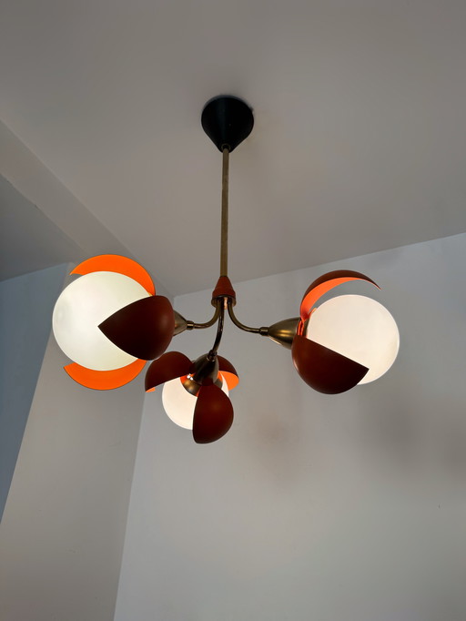 Lustre fleurs oranges design italien années 70