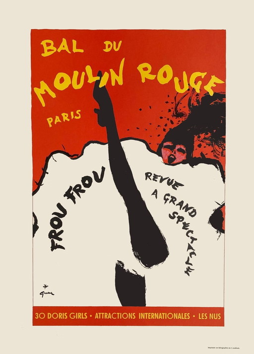 René GRUAU Moulin Rouge - Frou-Frou - Originele Grand Spectacular Revue-poster 20