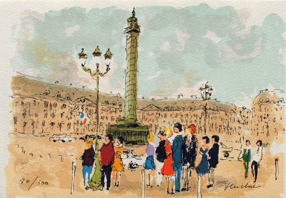 Image 1 of Urbain HUCHET Paris, la place Vendôme Signed lithograph 1990