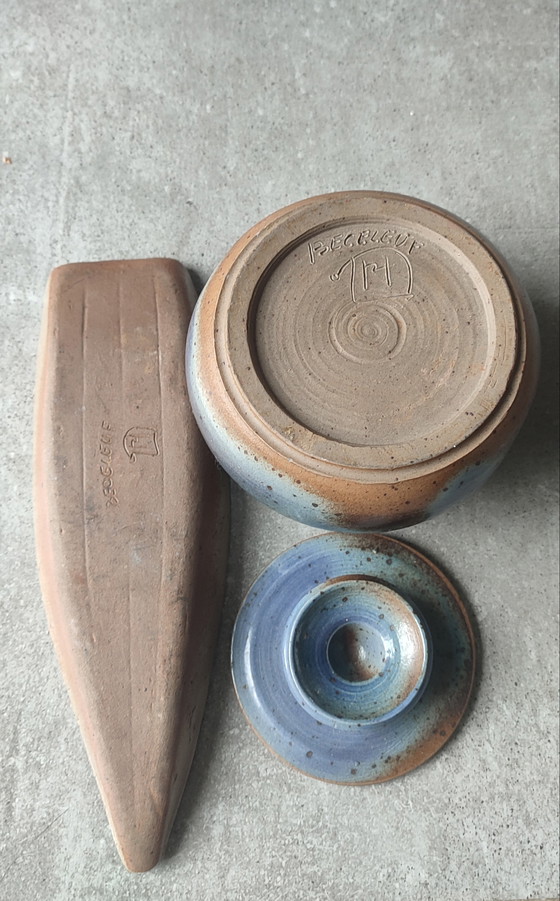 Image 1 of Vintage geglazuurd aardewerk servies, gesigneerd Béceleuf