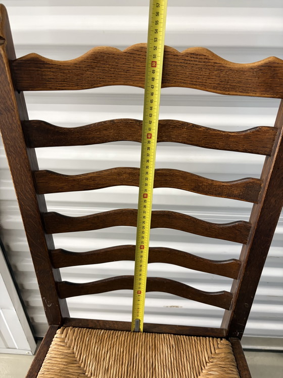 4 Antieke houten eetkamerstoelen met rieten zitting – Rattan, Wood (photo 12 of 14)