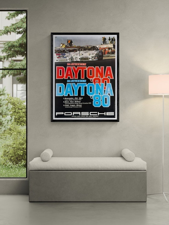 Image 1 of Porsche 24 Stunden Daytona '80 – Original Poster der Werbeagentur Strenger – 1980 – 102 × 76 cm | Deutschland