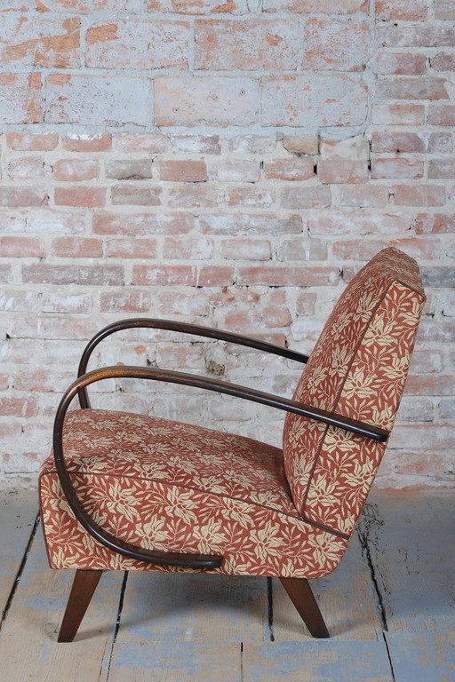 Originele art-deco fauteuil, van J. Halabala voor UP Zavody, beukenhout, Tsjechië, jaren 1930. – Textile (photo 2 of 12)