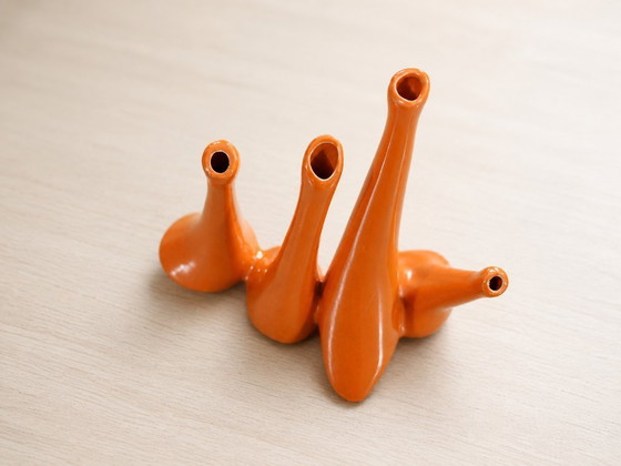 Image 1 of Antonia Campi vaas voor Società Ceramica Italiana Laveno, jaren 50, vintage oranje keramische vaas, Italiaans design