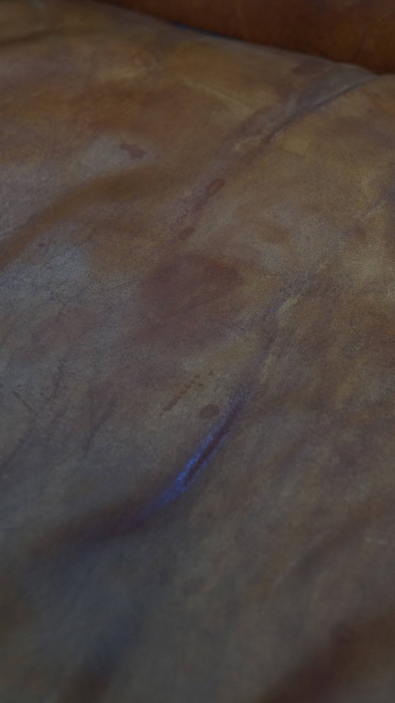 Image 1 of Schapenleren armchair met hoge rug en zwarte biezen 