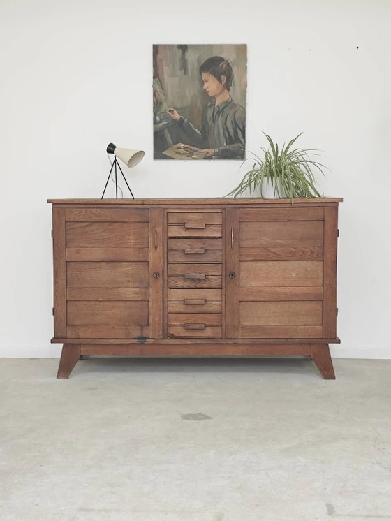 Buffet en chêne de René Gabriel, période de reconstruction 1950. – Armoires de rangement, Wood, Design (photo 20 of 30)