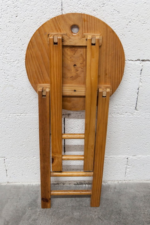 Folding stool by Roger Tallon in pine, 1960