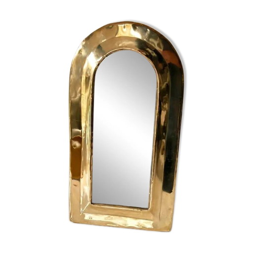 Moroccan handcrafted wall mirror in brass - 1950s-1970s