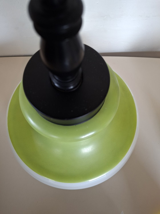 Image 1 of Belle lampe opaline vintage verte et blanche