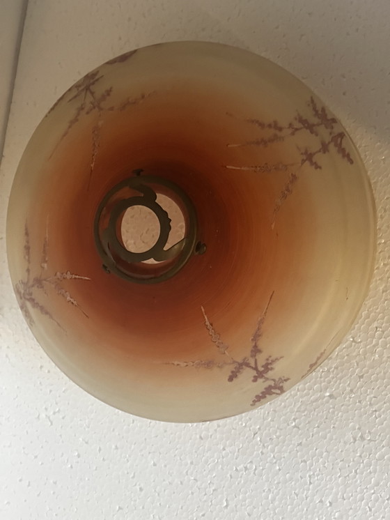 Image 1 of Plafonnier Vintage en Verre Sablé - Années 50