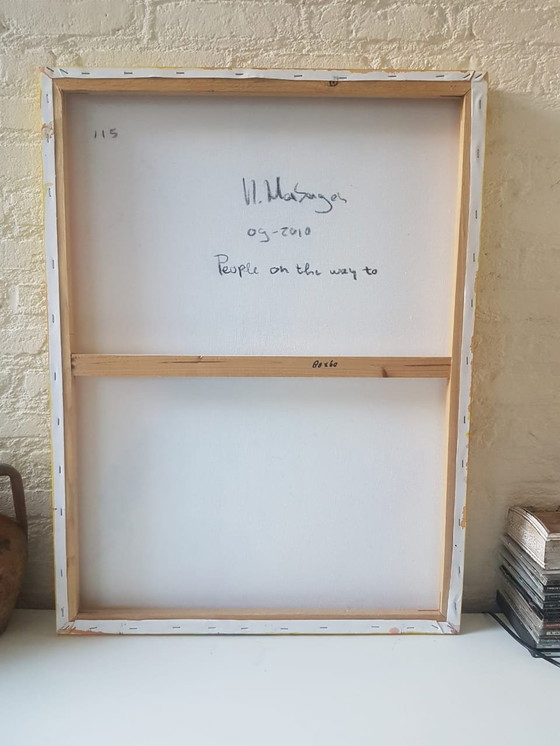 Image 1 of People on the way to...,abstract 3D schilderij gemaakt in acryl en inkt.