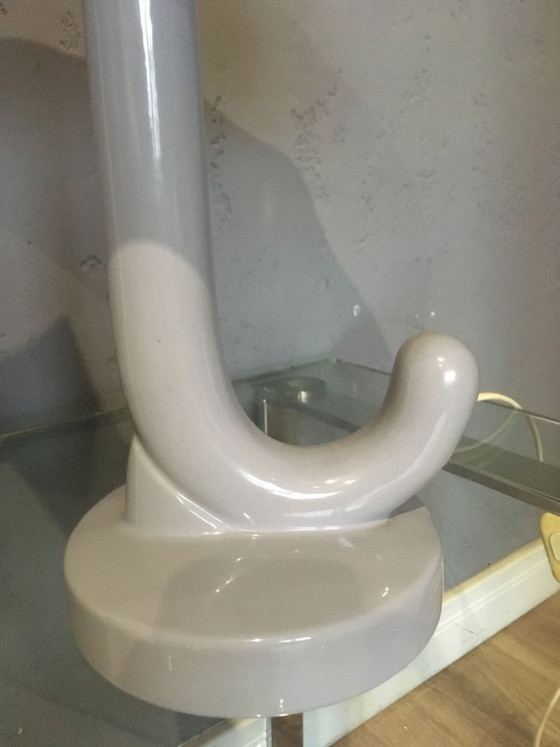Lampada da tavolo vintage a forma di ombrello, anni '70, Lampade da tavolo, Plastica, Tessile, Grigio, 1970 (foto 4 di 7)