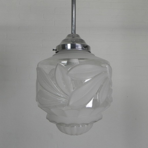 Art Deco pendant lamp with frosted glass shade, 1930s