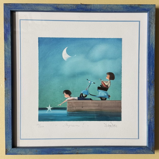 Pintura Giclée de Bellas Artes de Diego Santini, 35x35cm, Amaze Me, Enmarcada