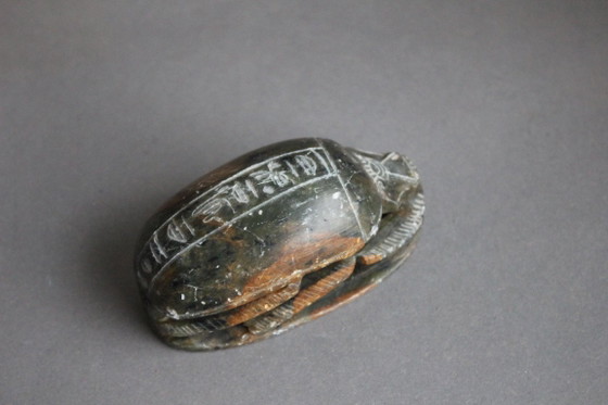 Image 1 of Großer Skarabäus aus Stein 340g Handgeschnitzt mit Hieroglyphen Bleistifthalter