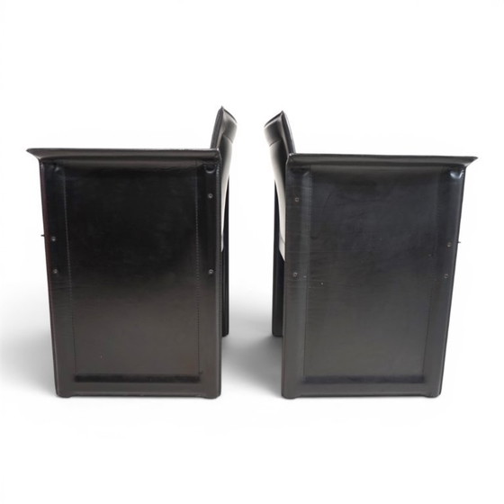 Image 1 of Ensemble de 2 fauteuils Arrben Solaria en cuir noir, par Tito Agnoli, 1970