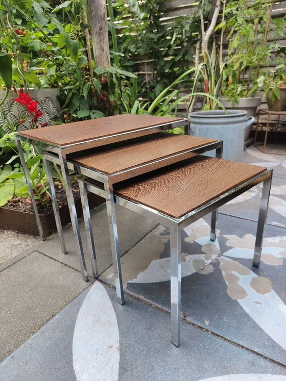WOW ! Mimiset Pastoe Vintage Original (3 pièces) – Années 1960 / 1970 – Tables d'appoint, Metal, Wood (photo 3 of 6)