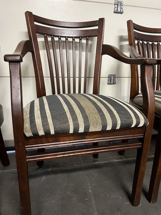 Image 1 of 6 Bannink jugendstil eetkamer armstoelen donker kersenhout 
