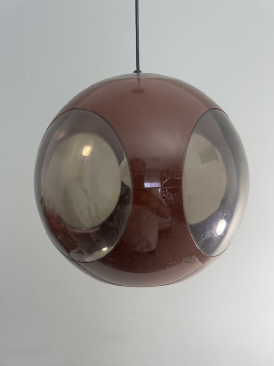 Image 1 of Vintage brown space age lamp Bug Eye pendant lamp 1970s