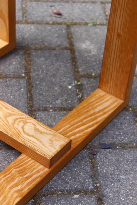 Image 1 of Massief houten kruk, vintage modernistisch ontwerp, jaren 1970