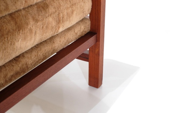 Image 1 of Fauteuil van hout, bekleed met stof, Italië, jaren 60.