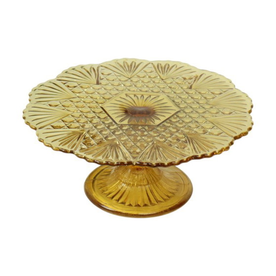 Image 1 of Art Deco Amber Taartplateau