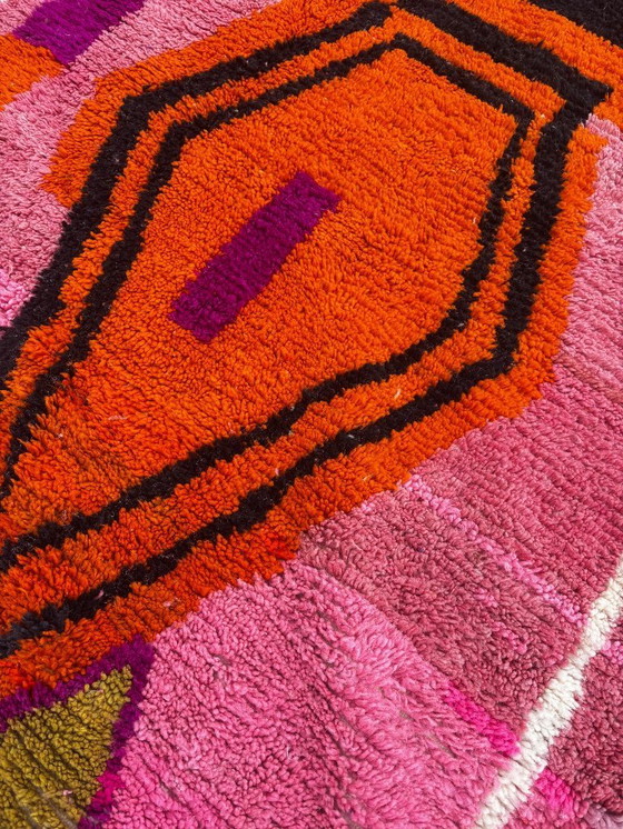 Image 1 of Tapis marocain rose fait main 200x310 cm, tapis doux et moelleux, décoration bohème