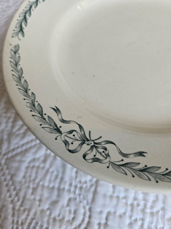 Plat Ovale Ancien Longchamp Modèle Bulle – Faïence Décor Guirlande Verte – Art de la table, Ceramic (photo 3 of 5)