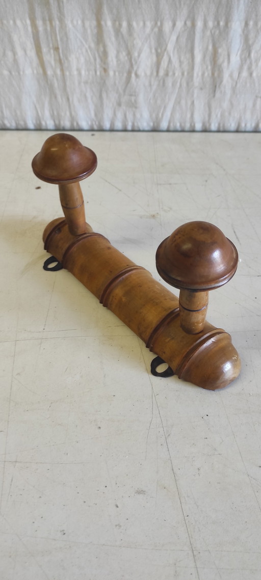 Solid wood wall-mounted coat rack - 1950s/60s