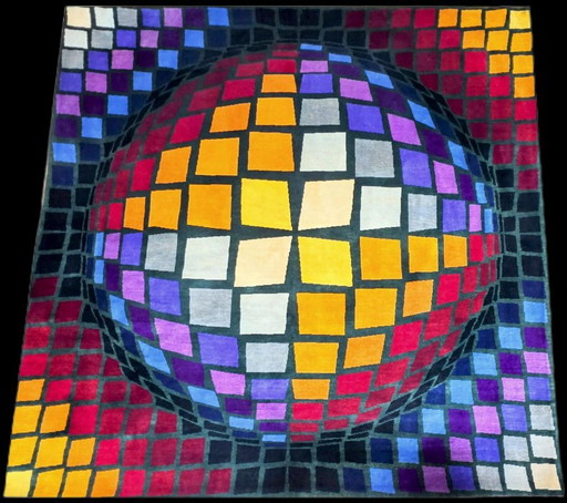 Victor Vasarely Tromba Rug – Hand-Knotted Wool, Limited Edition 2/8 (225x225cm) – vloerkleden en tapijten (photo 2 of 10)