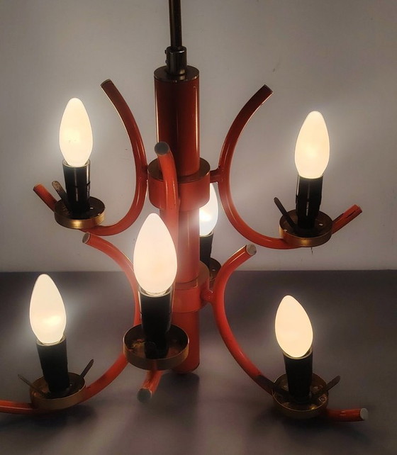 Image 1 of Lampe suspendue futuriste Spoutnik de l'ère spatiale, attribuée à Richard Essig