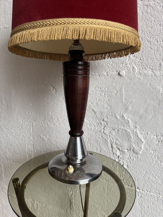 Image 1 of Art Deco lamp in wood and chrome