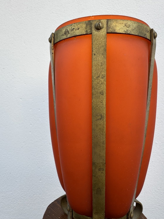 Vaso in pasta di vetro satinato con montatura in ottone anni '60 – Vasi, Glass, Brass (photo 6 of 15)